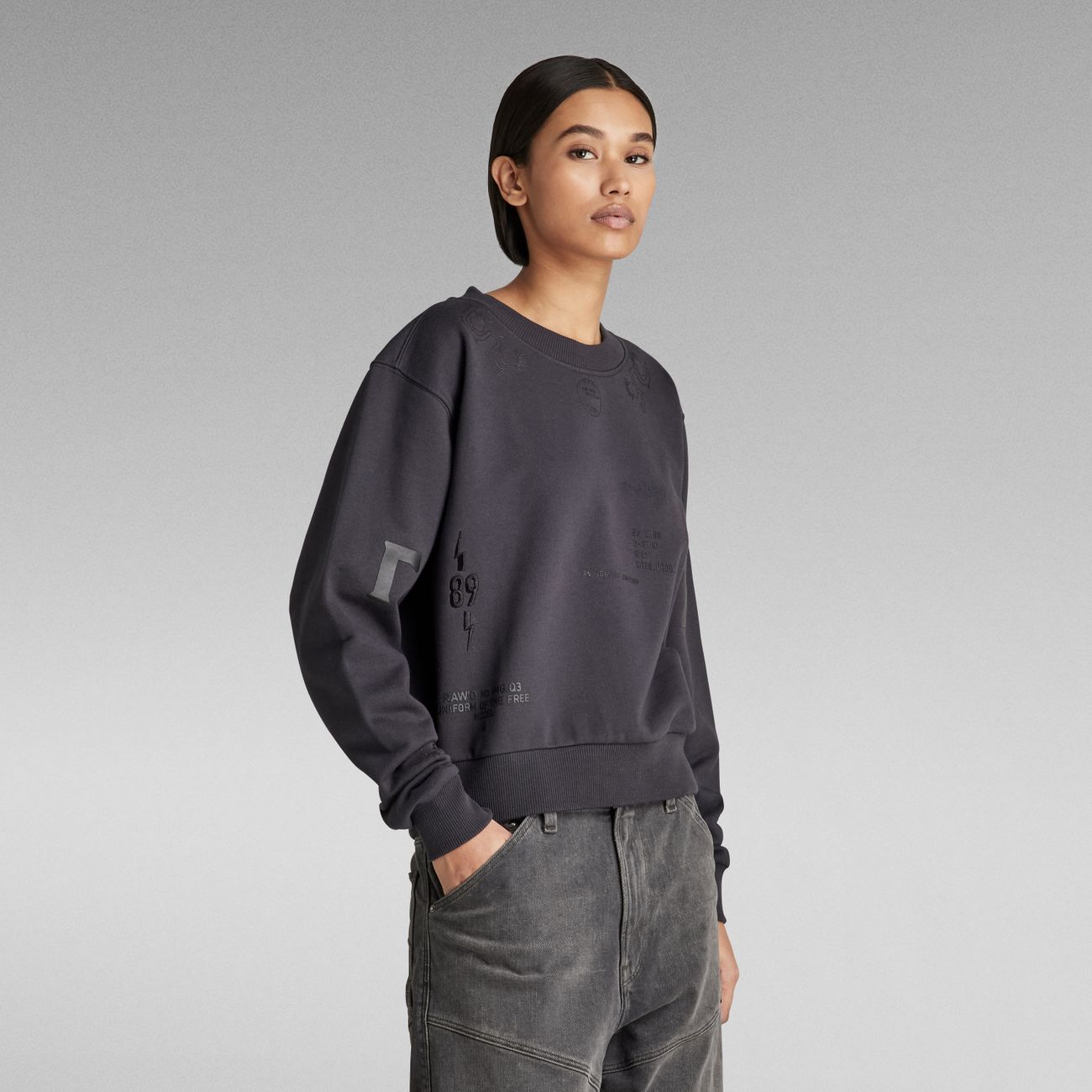 G-STAR RAW DENIM MULTI GRAPHIC CROPPED LOOSE SWEATSHIRT Damen Sweatshirt